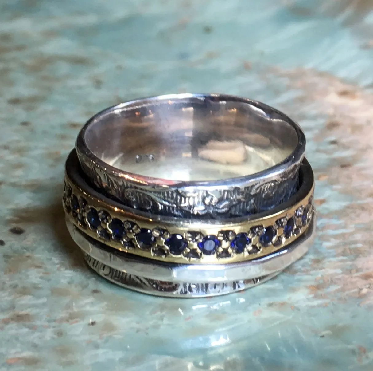 Blue Opals Brass Ring - Edge of the World.