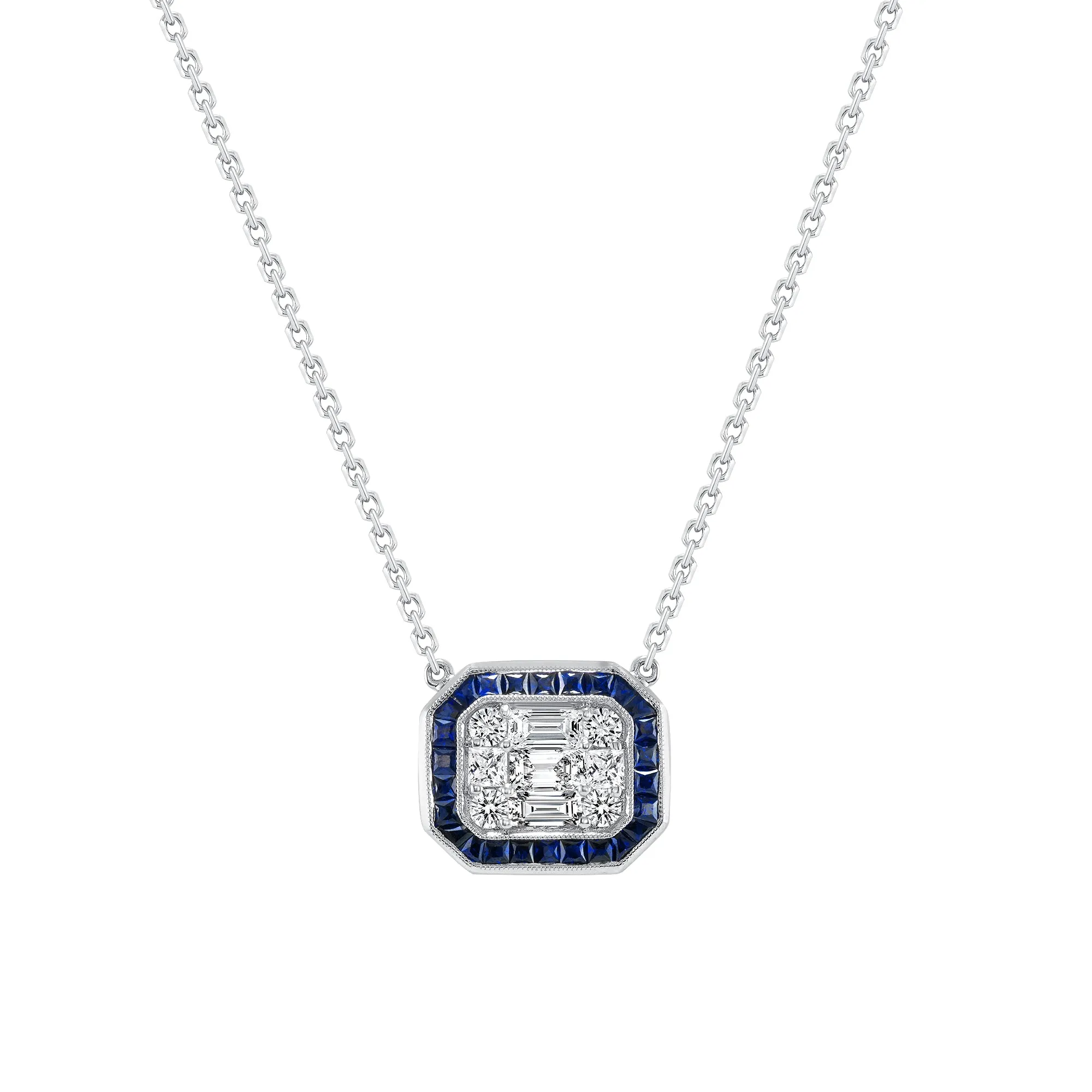 BLUE SAPPHIRE WITH DIAMOND NECKLACE V0115