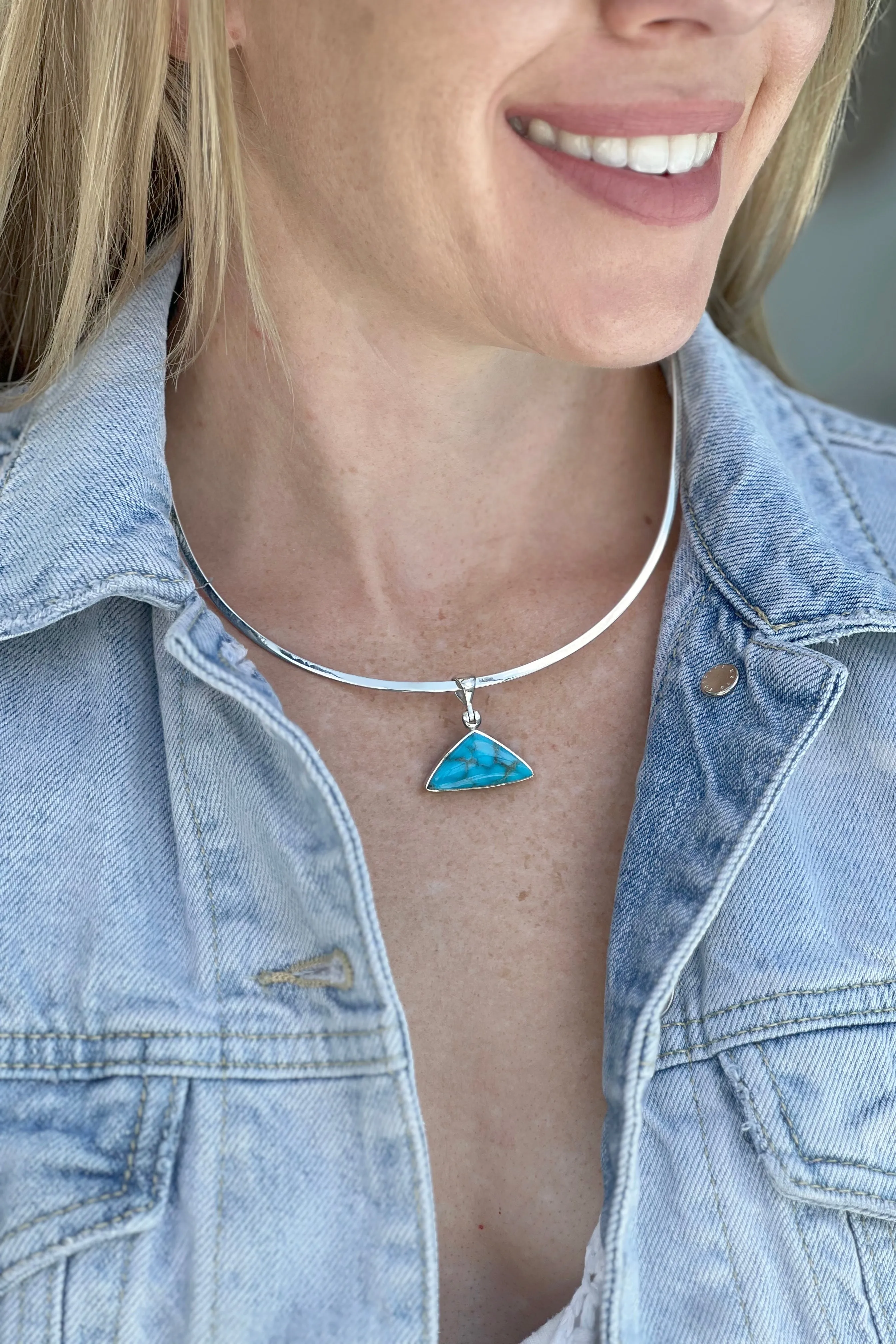 Blue Turquoise Small Triangle Pendant