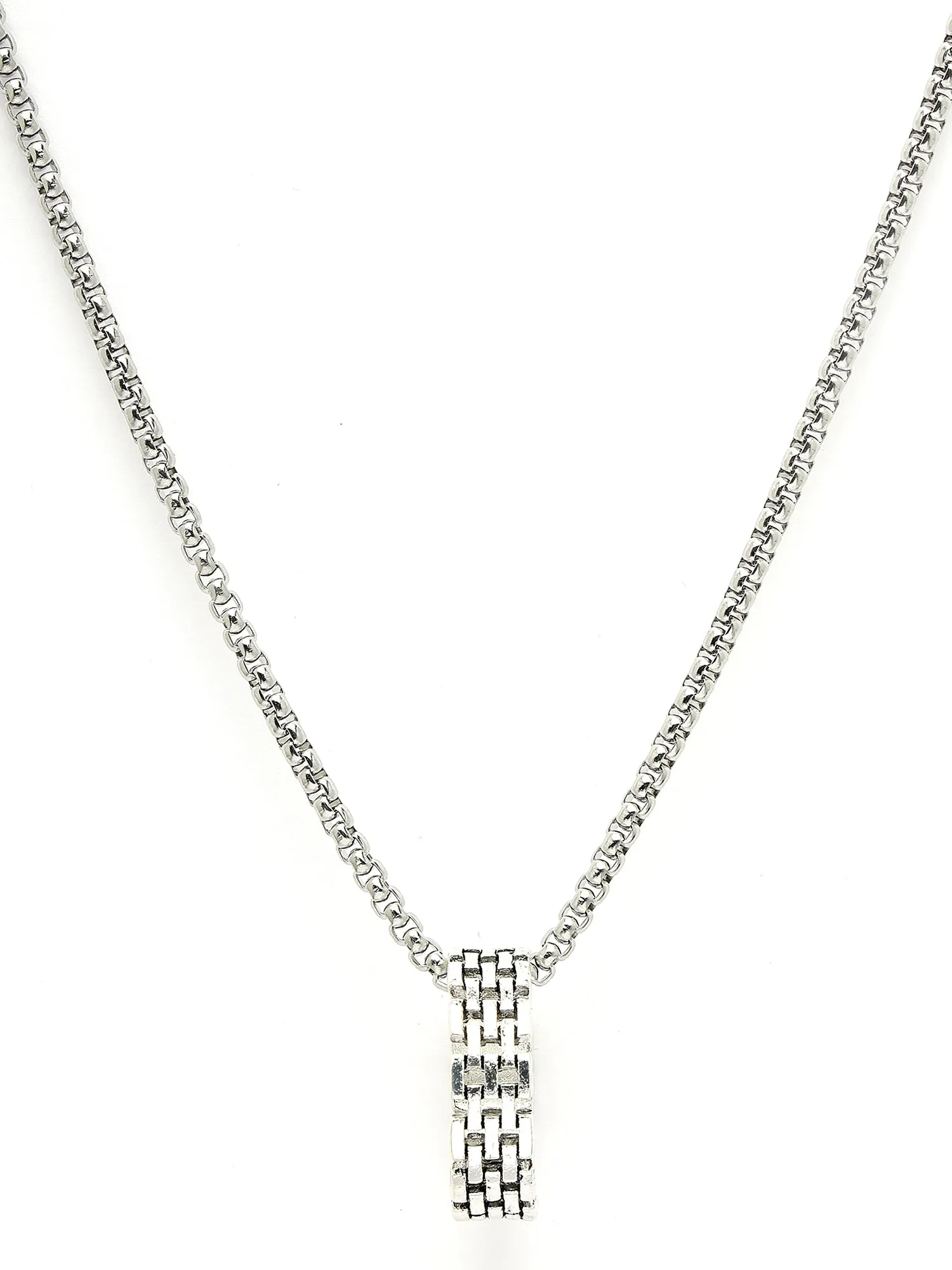 Bohey by KARATCART Silver Plated Metal Ring Chain Pendant for Men