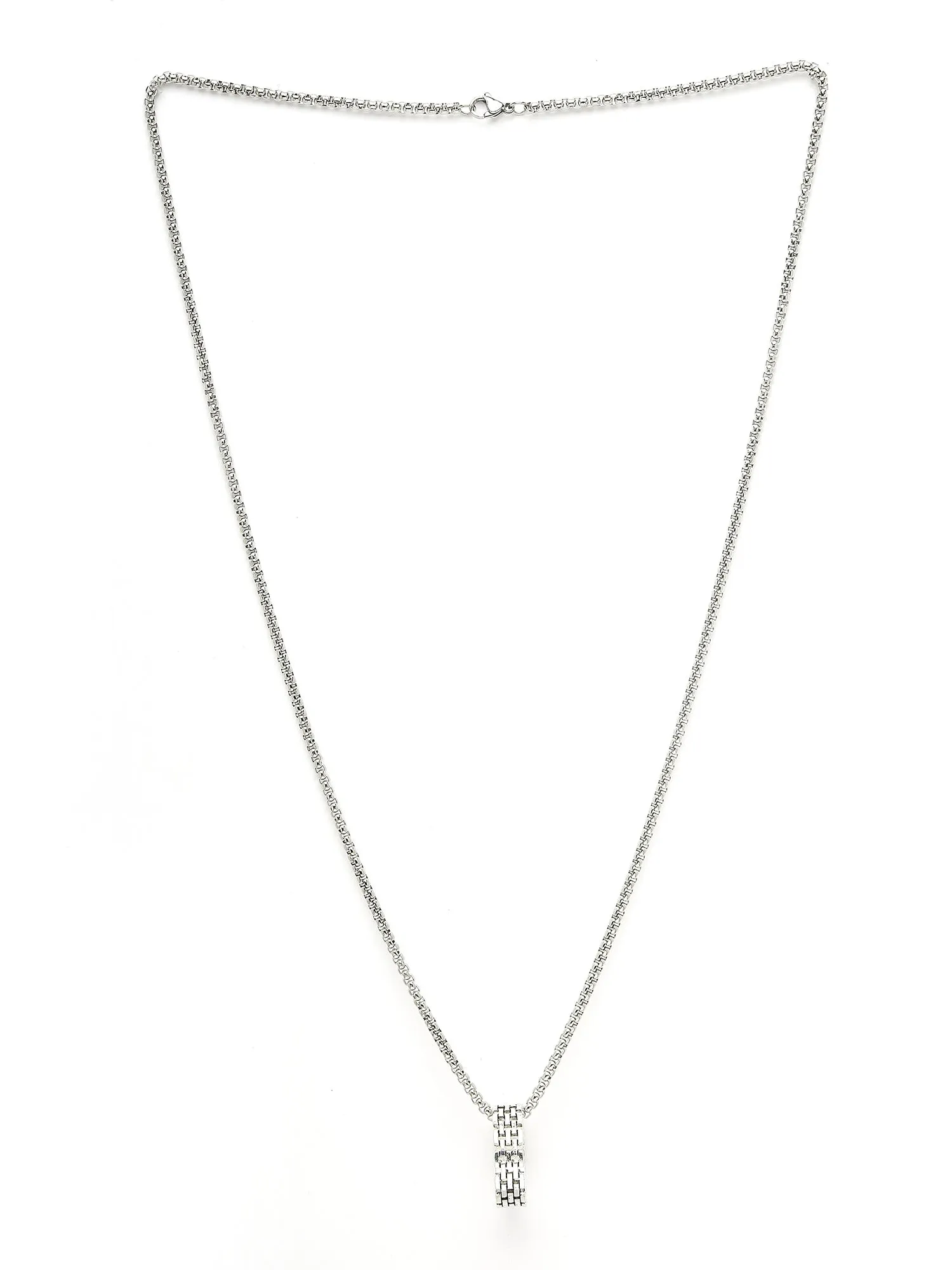 Bohey by KARATCART Silver Plated Metal Ring Chain Pendant for Men