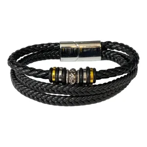 Braided Leather Bracelet with Beads 2