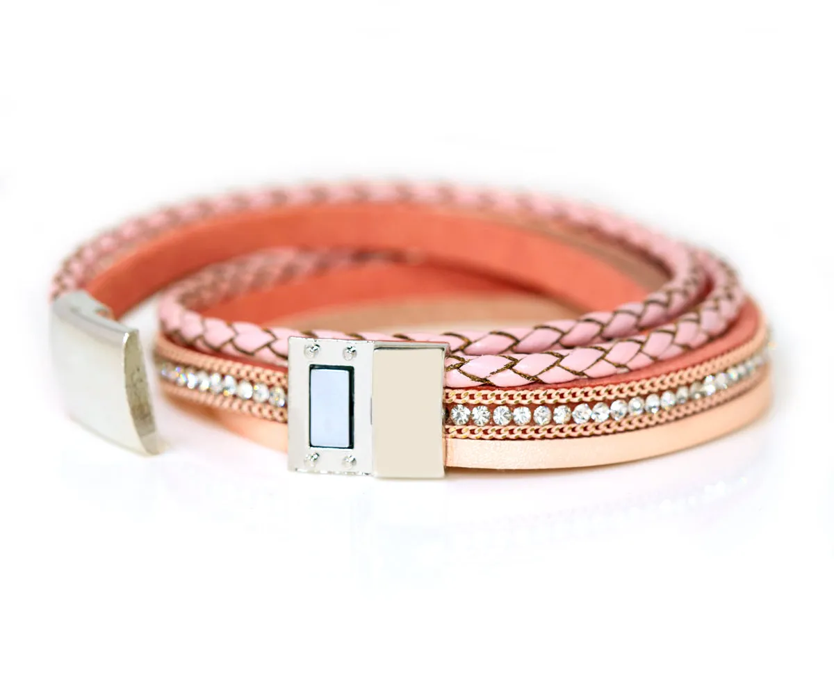 Braided Pink Sparkly Bracelet