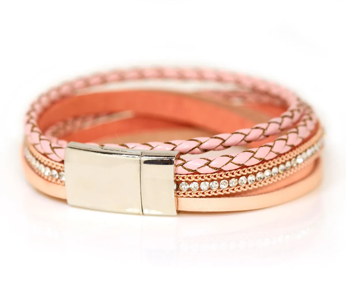 Braided Pink Sparkly Bracelet