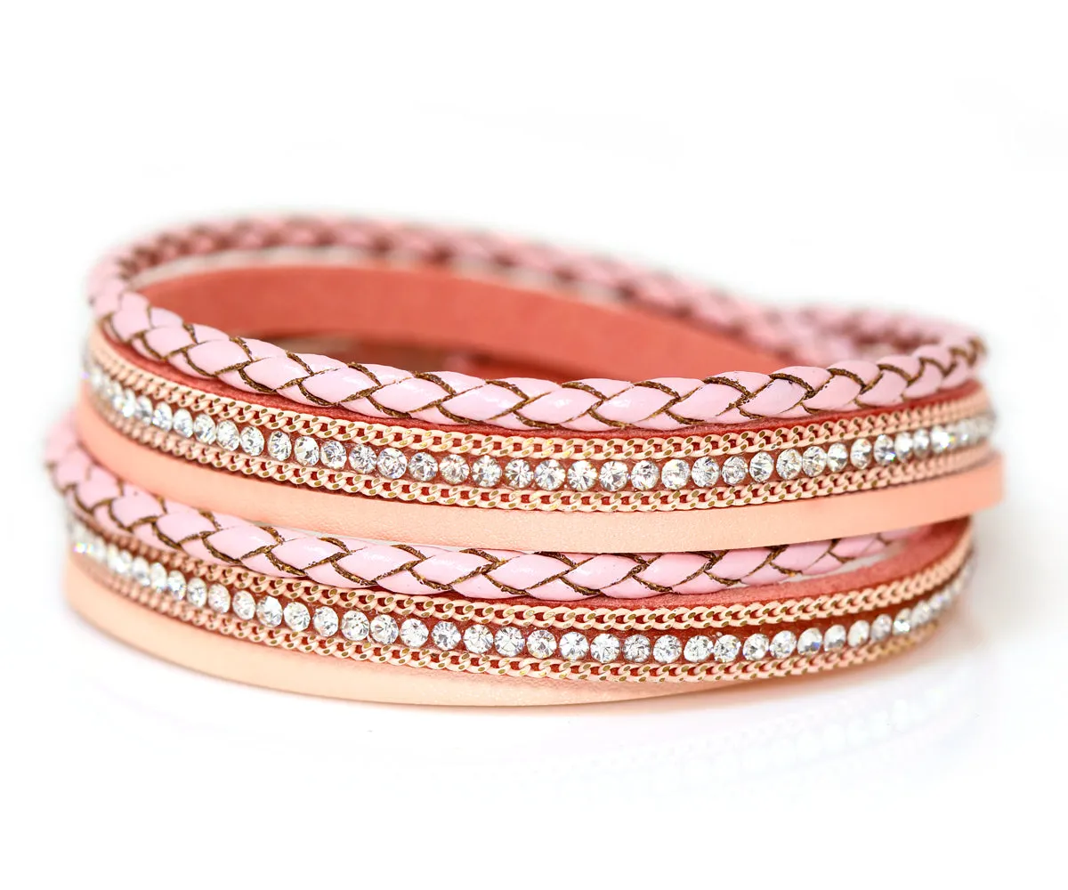 Braided Pink Sparkly Bracelet