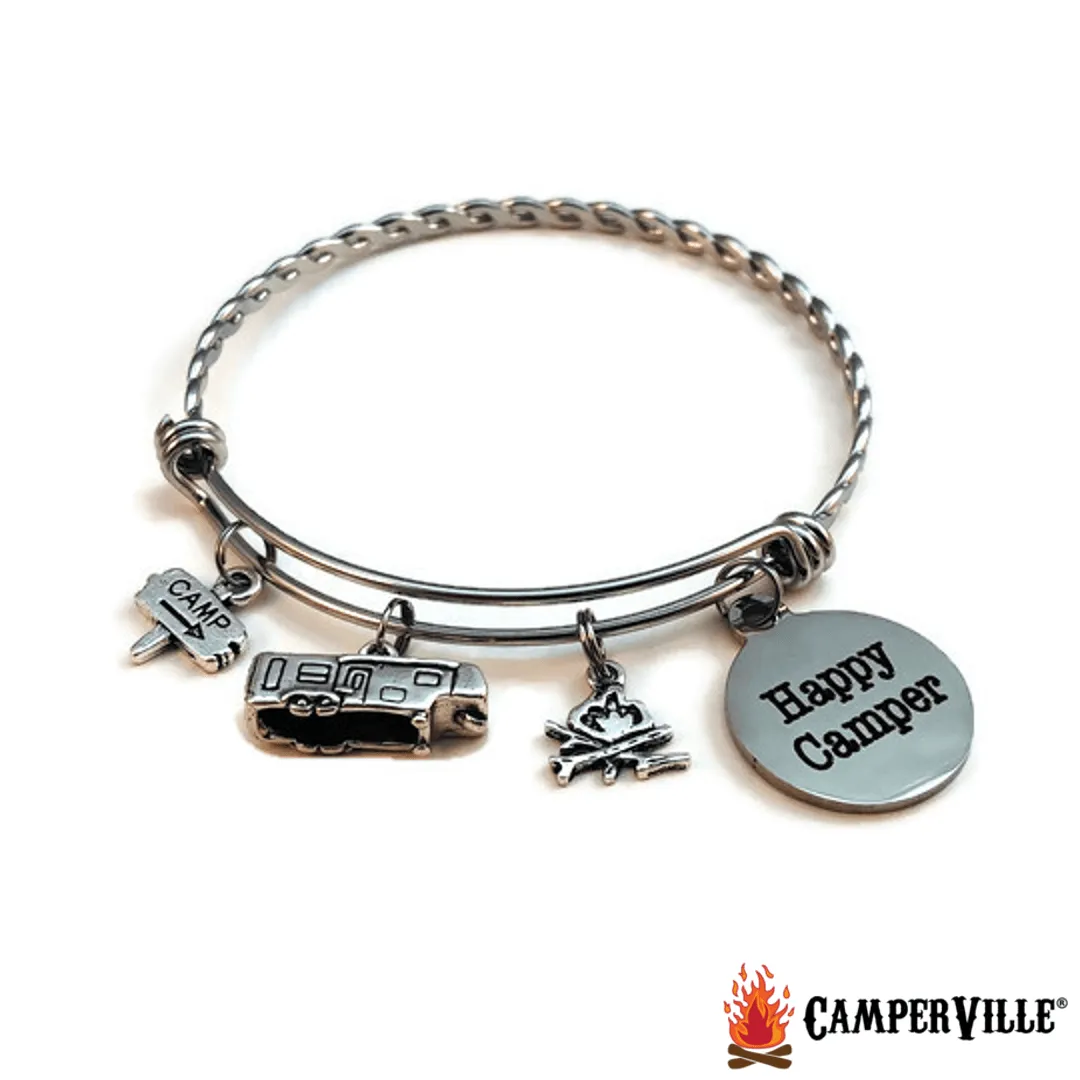 Braided Stainless Steel "Happy Camper" Fifth Wheel Bracelet