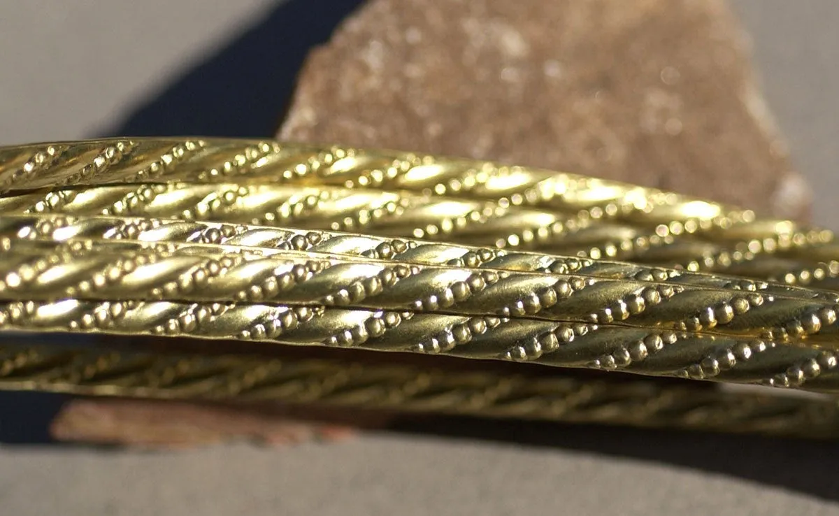 Brass gallery wire Ring Stock Shank 5mm Heavy Rope Textured Metal Cane Wire - for Bracelets and bangles