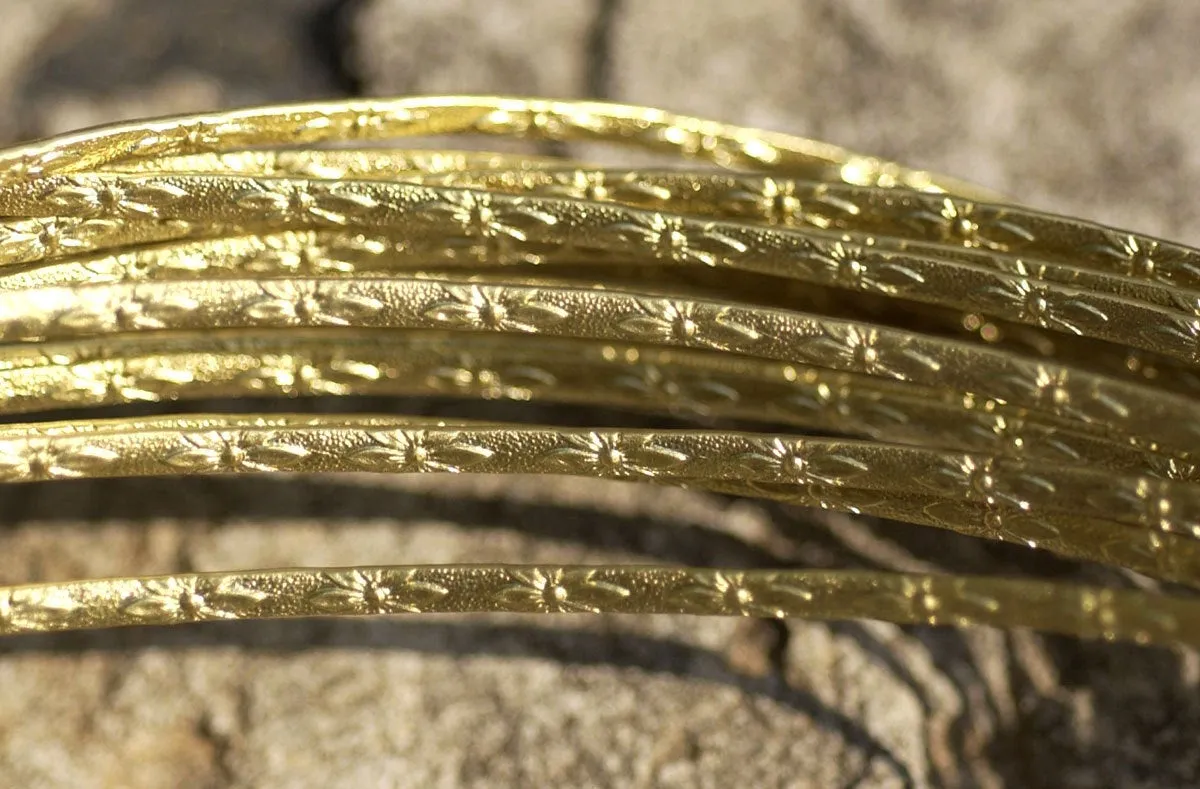 Brass or Bronze Ring Stock Shank 3mm Burst Flower Textured Metal Cane Wire - Rings Bracelets Pendants Metalwork