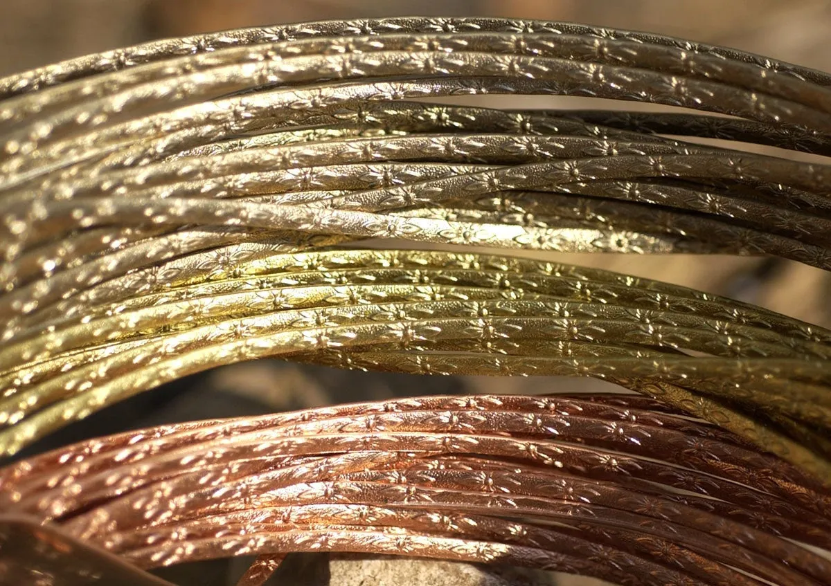 Brass or Bronze Ring Stock Shank 3mm Burst Flower Textured Metal Cane Wire - Rings Bracelets Pendants Metalwork