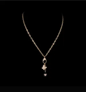 Butterfly Diamond Charm With Paper Clip Necklace V0322