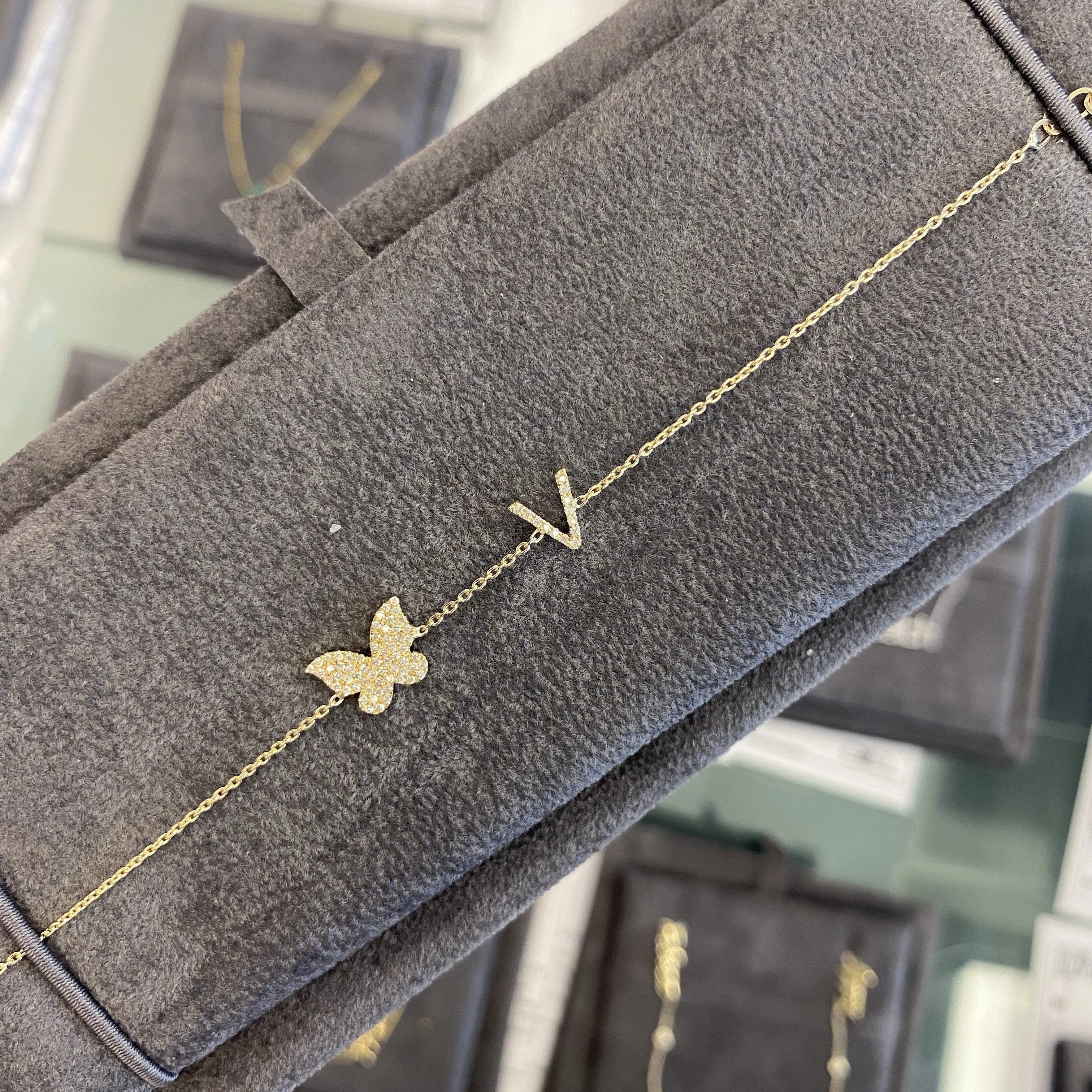 Butterfly Initial Diamond Bracelet