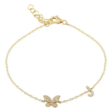 Butterfly Initial Diamond Bracelet