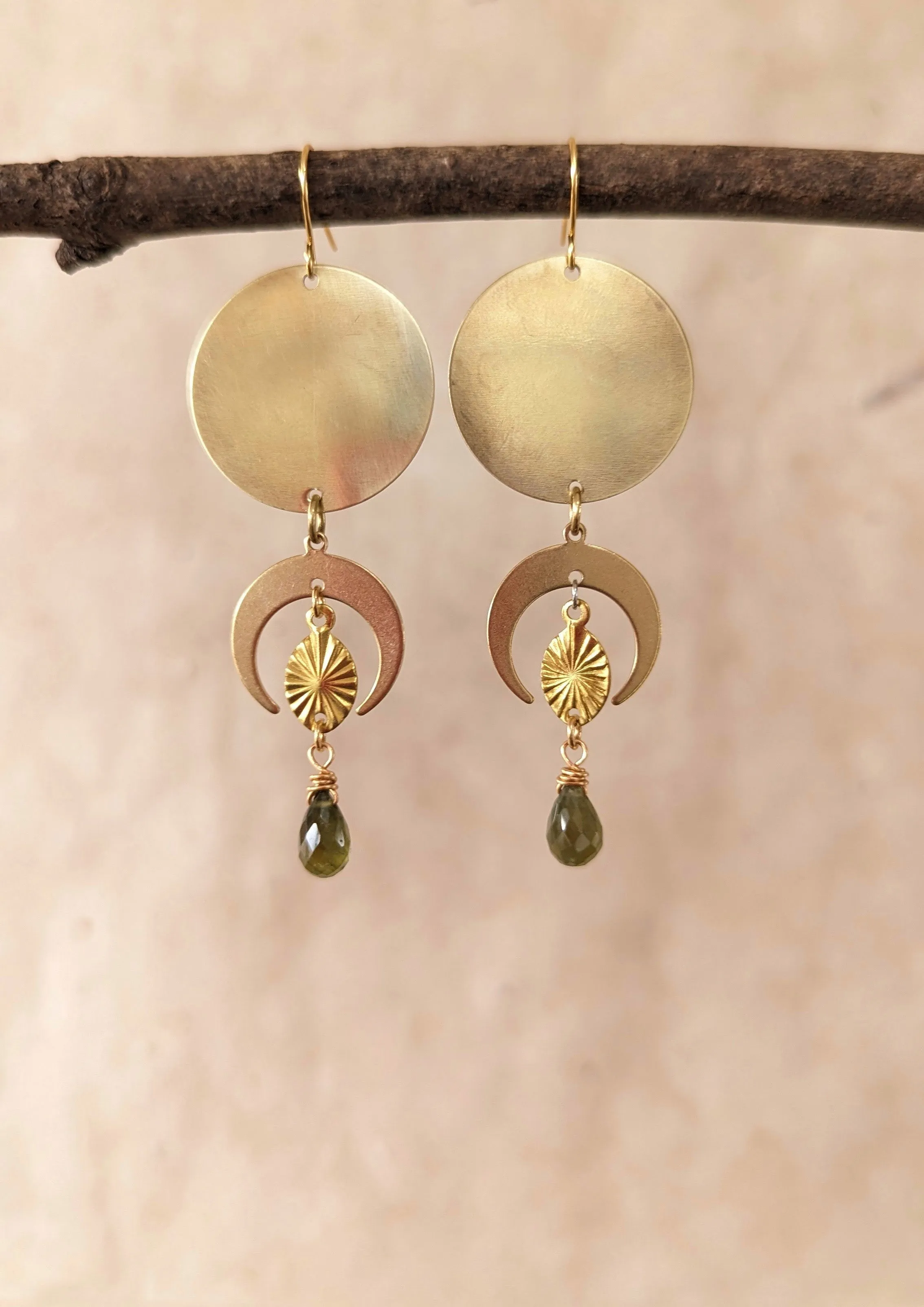 Calypso Crescent Moon Garnet Earrings