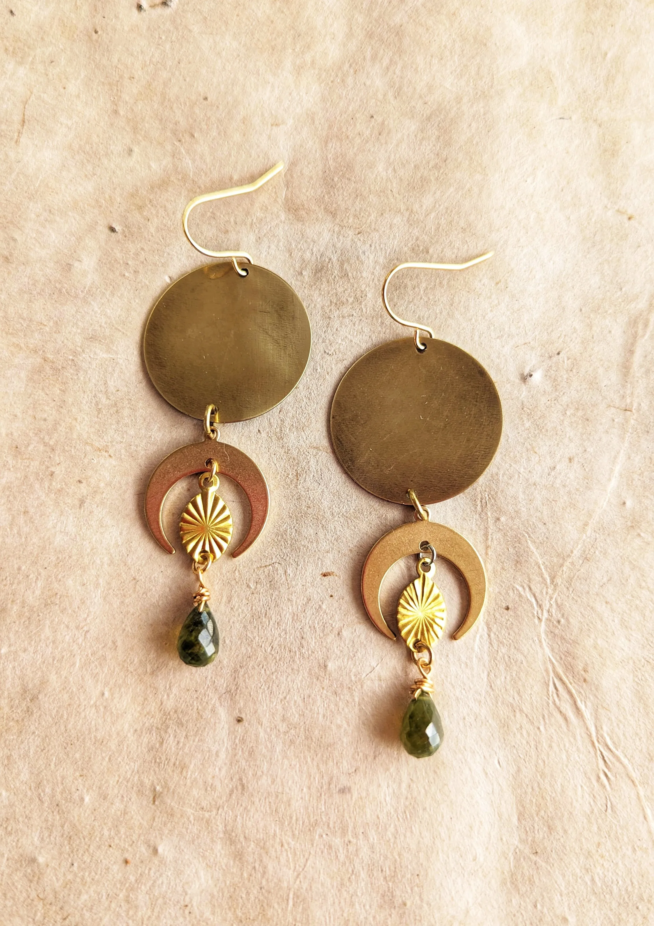 Calypso Crescent Moon Garnet Earrings