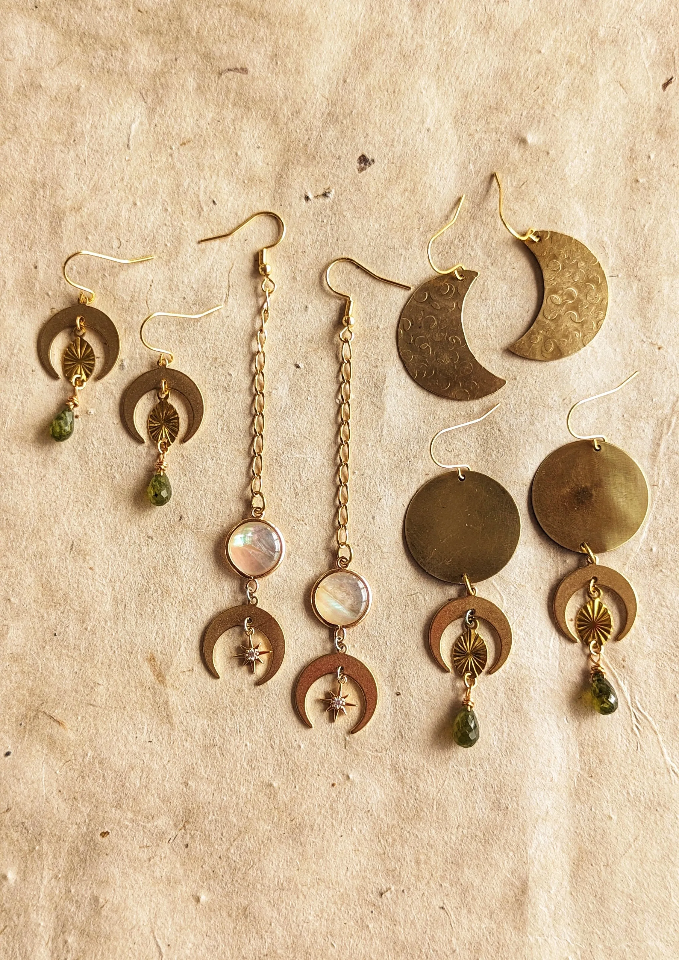 Calypso Crescent Moon Garnet Earrings