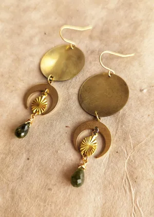 Calypso Crescent Moon Garnet Earrings