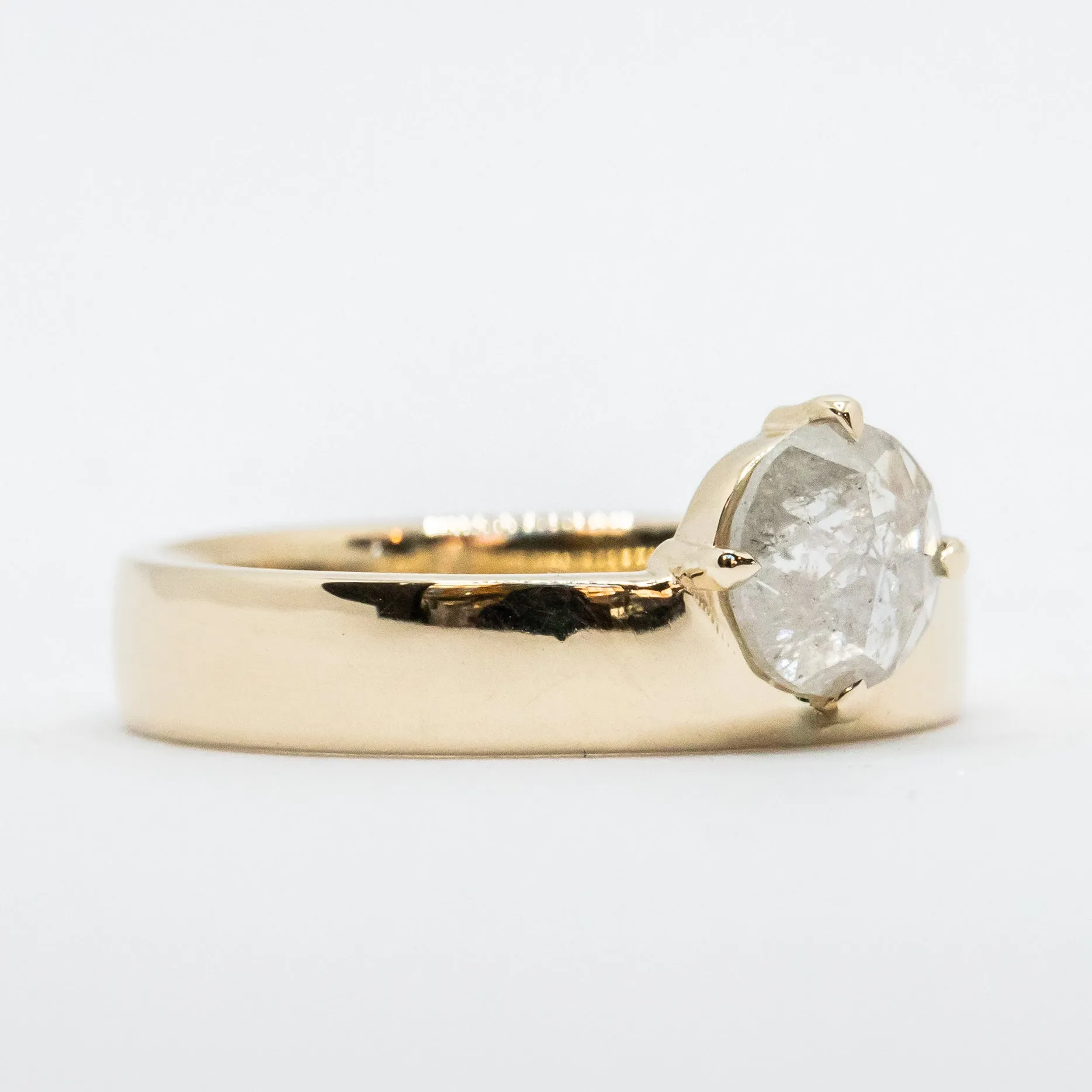 Cardinal Solitaire Band | Rose-Cut Salt   Pepper Diamond in 14k Yellow Gold