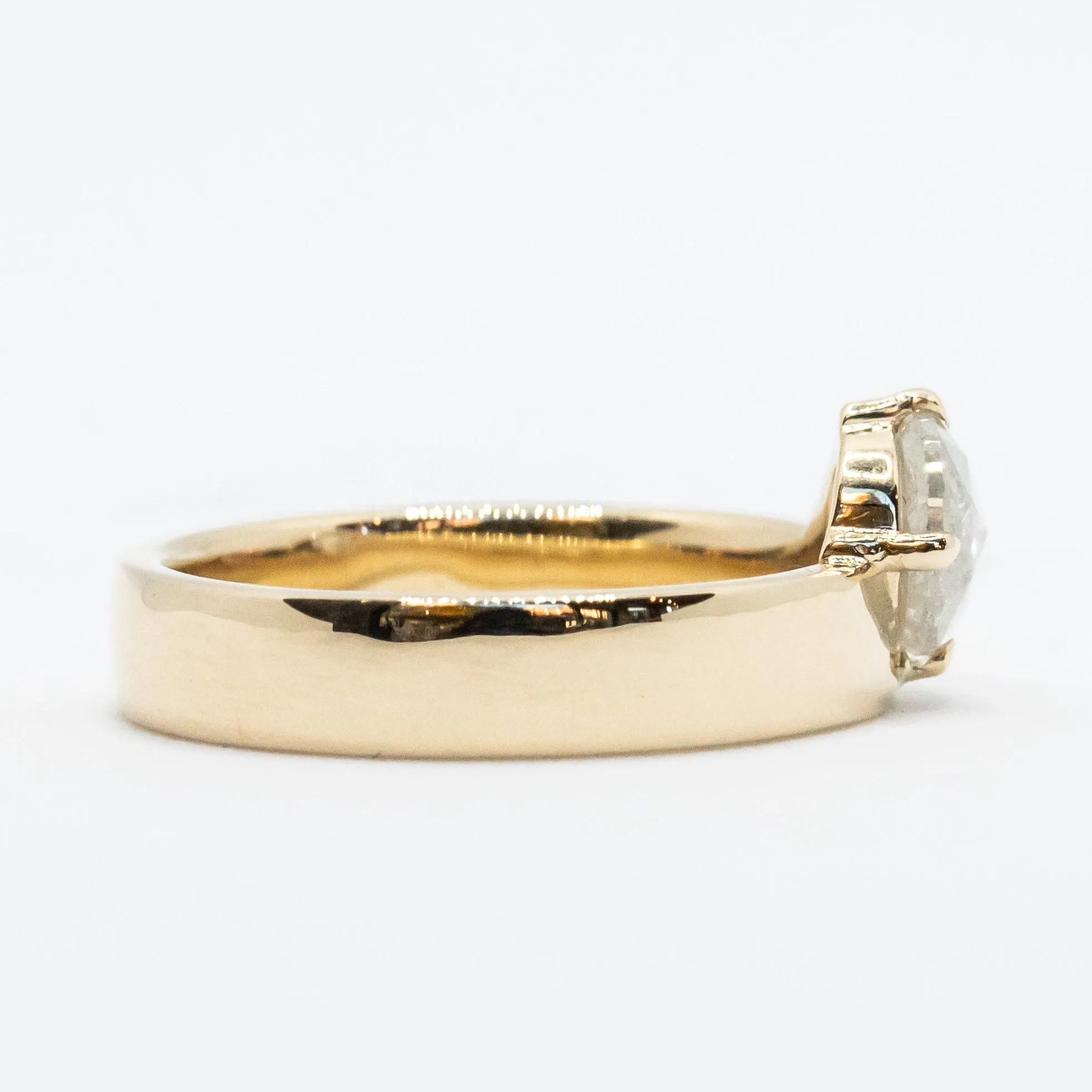Cardinal Solitaire Band | Rose-Cut Salt   Pepper Diamond in 14k Yellow Gold
