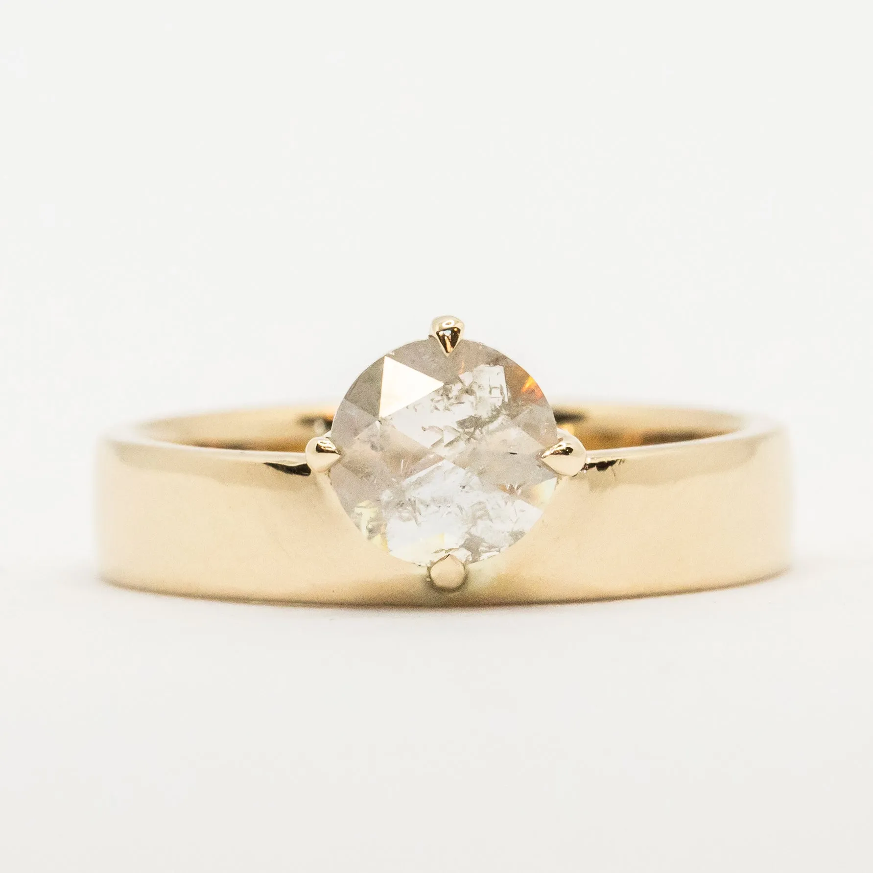 Cardinal Solitaire Band | Rose-Cut Salt   Pepper Diamond in 14k Yellow Gold