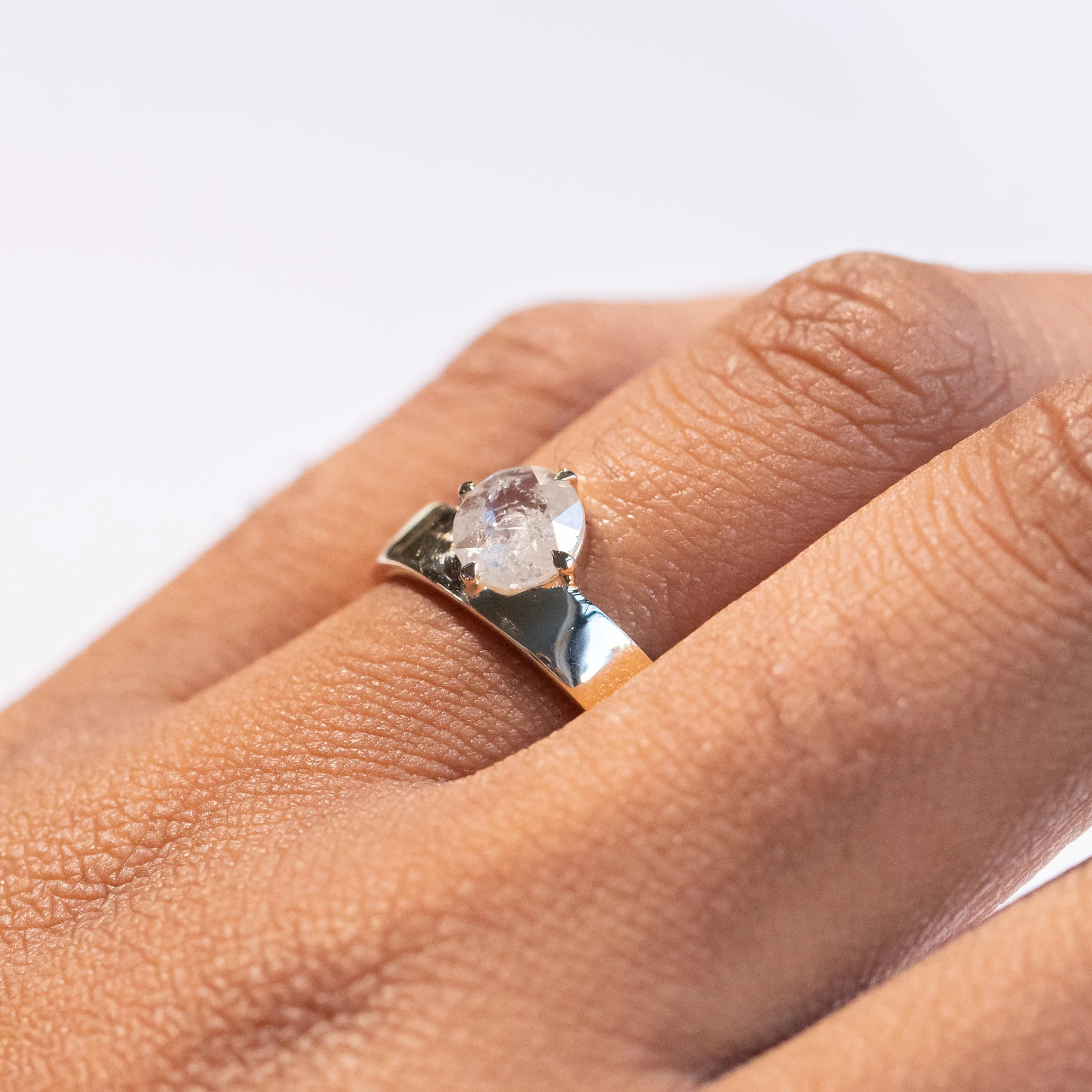 Cardinal Solitaire Band | Rose-Cut Salt   Pepper Diamond in 14k Yellow Gold
