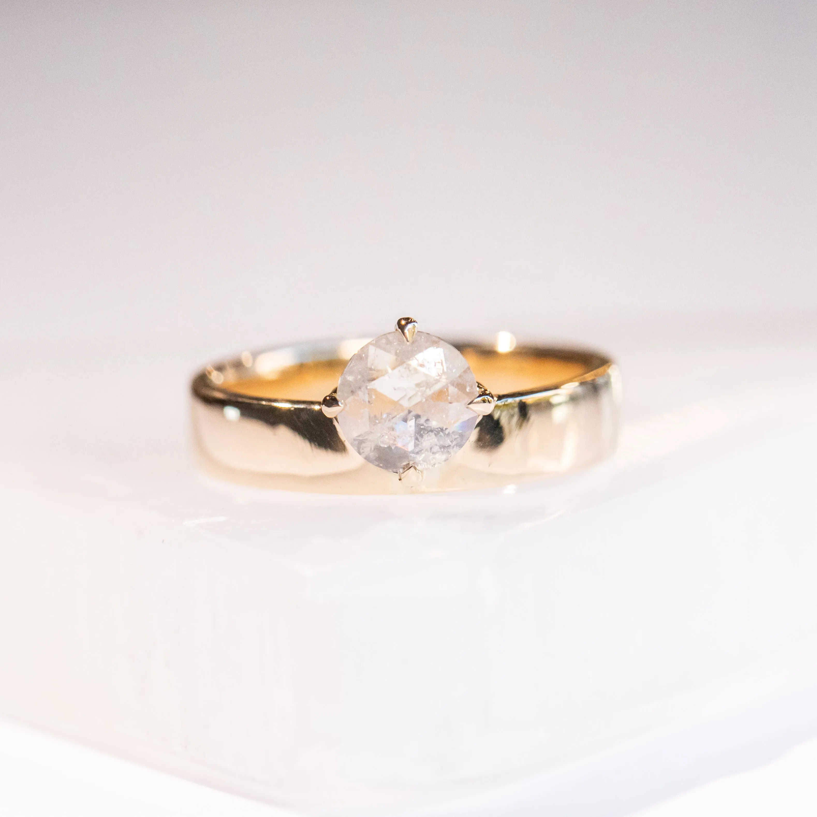 Cardinal Solitaire Band | Rose-Cut Salt   Pepper Diamond in 14k Yellow Gold