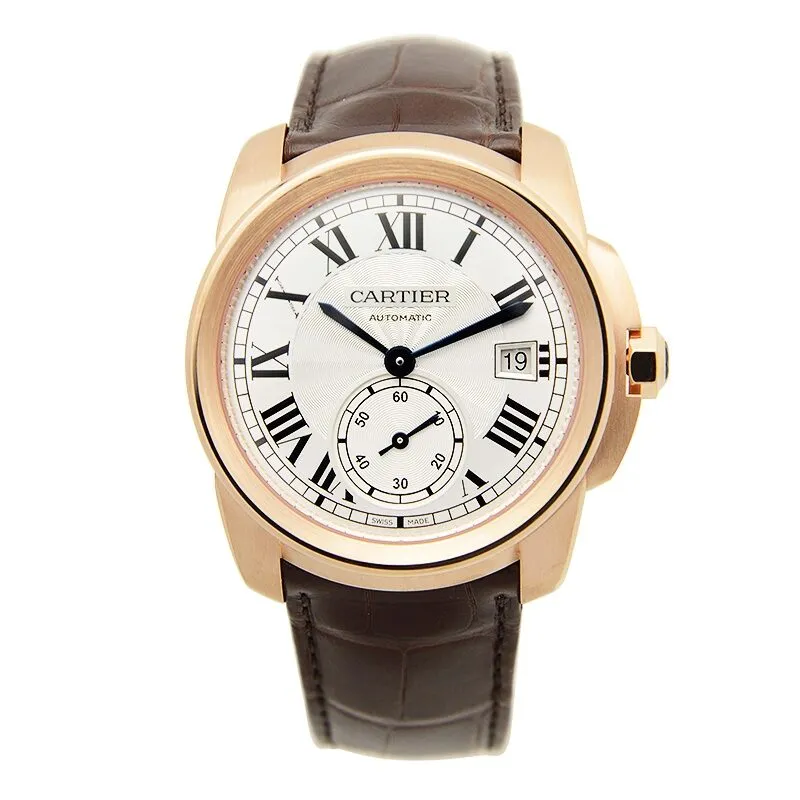 Cartier Caliber Silver Dial 18k Pink Gold Men's Watch WGCA0003