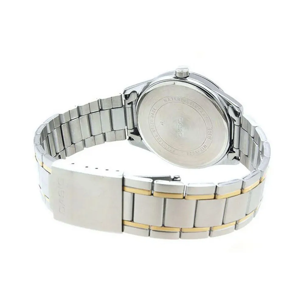 Casio Enticer Women's Two-Tone White Dial Watch, Stainless Steel Strap, LTP-V005SG-7AUDF