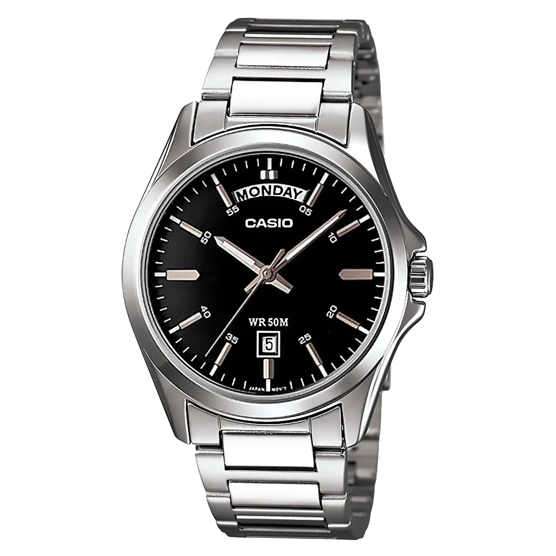 Casio Gents Analog Black Stainless Steel Band Watch