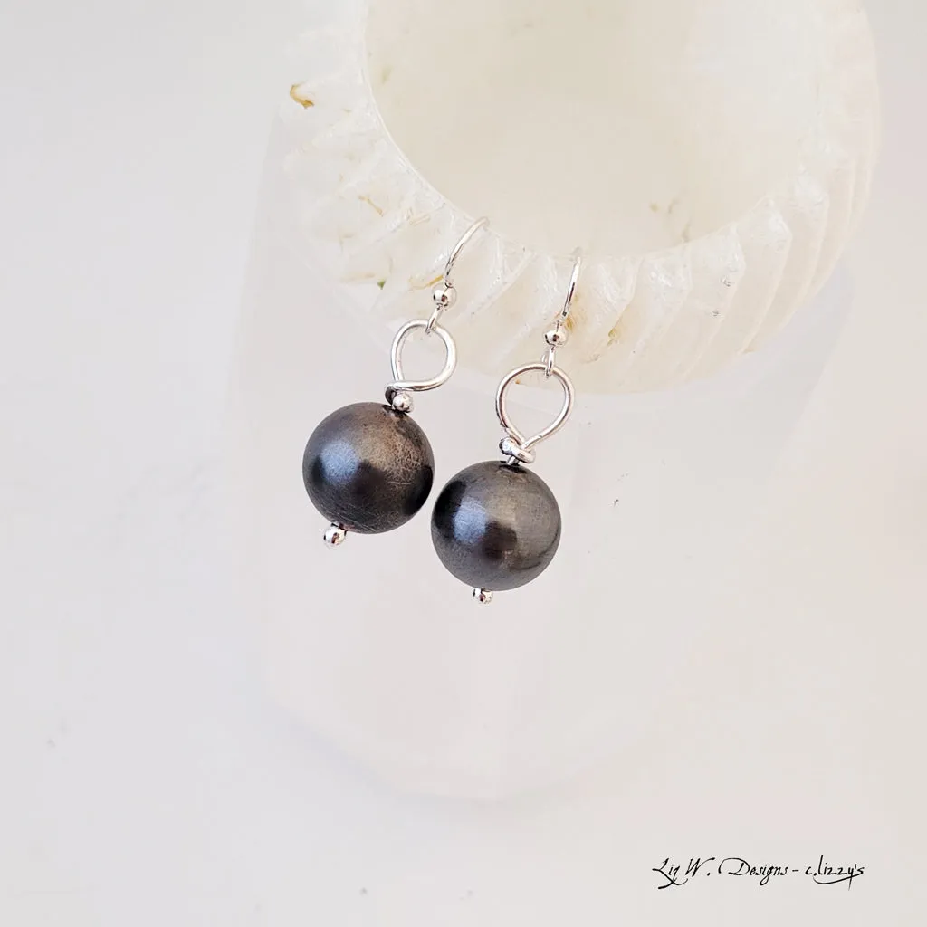 Charcoal Disco Ball Drop - Earrings
