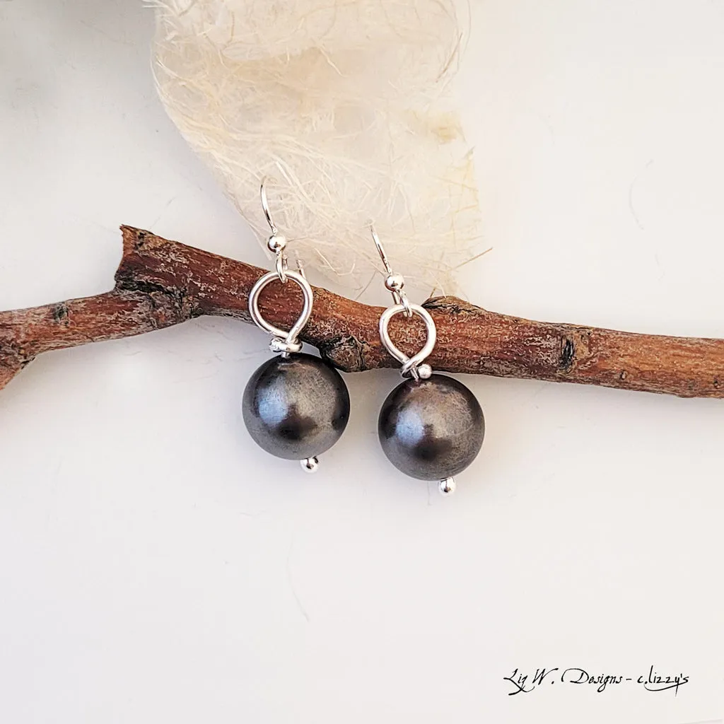 Charcoal Disco Ball Drop - Earrings