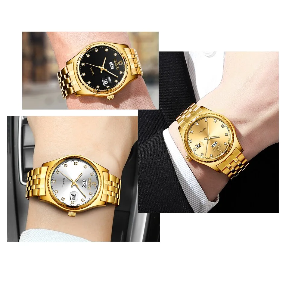 CHENXI Brand Luxury Men Watches Analog Quartz Full Steel Wrist Watch Men Waterproof Business Calendar Date Clock Male Watches