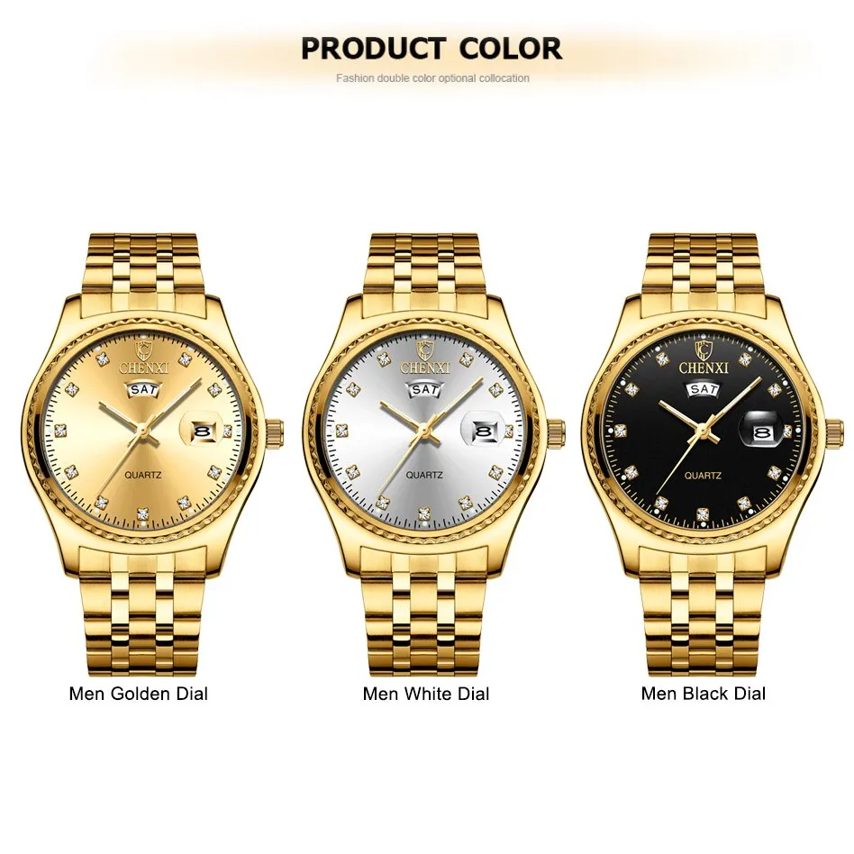 CHENXI Brand Luxury Men Watches Analog Quartz Full Steel Wrist Watch Men Waterproof Business Calendar Date Clock Male Watches
