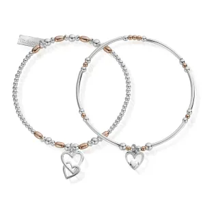 ChloBo Double Heart Bracelet Set - Two Tone