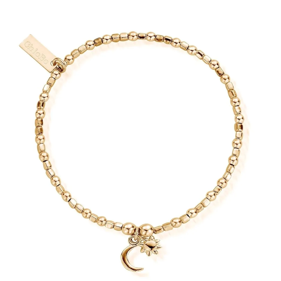 ChloBo Mini Cube Dainty Sun & Moon Bracelet - Gold