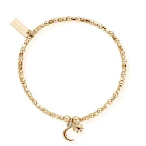 ChloBo Mini Cube Dainty Sun & Moon Bracelet - Gold