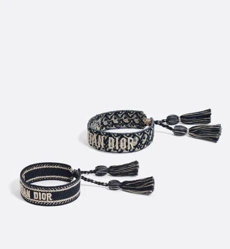 Christian Dior Bracelet Set • Navy Blue Dior Oblique Embroidery