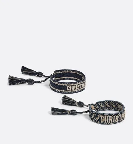 Christian Dior Bracelet Set • Navy Blue Dior Oblique Embroidery