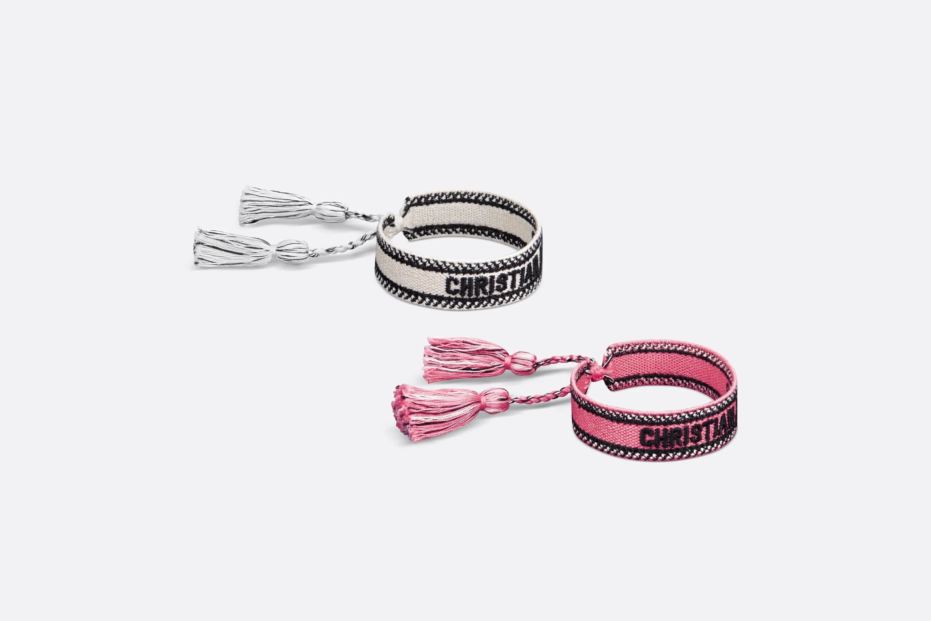 Christian Dior Bracelet Set • Peach Blossom Pink and White Embroidery