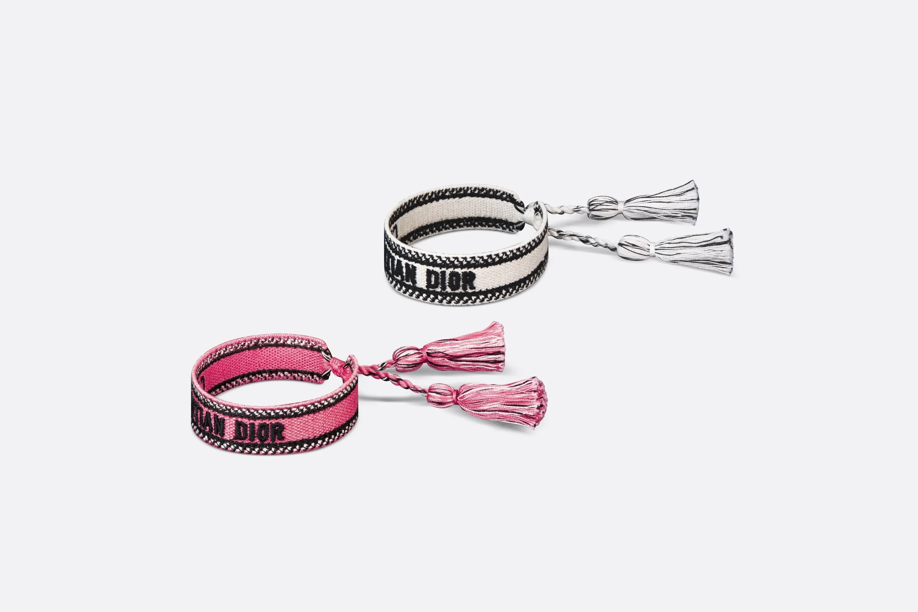 Christian Dior Bracelet Set • Peach Blossom Pink and White Embroidery