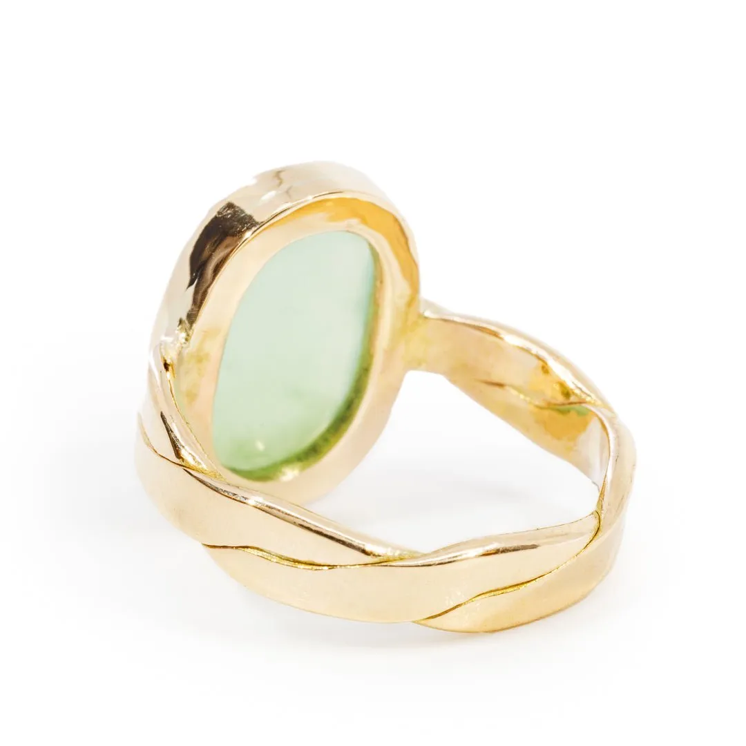 Chrysoprase 3.68 Carat Faceted 14k Handcrafted Gemstone Ring