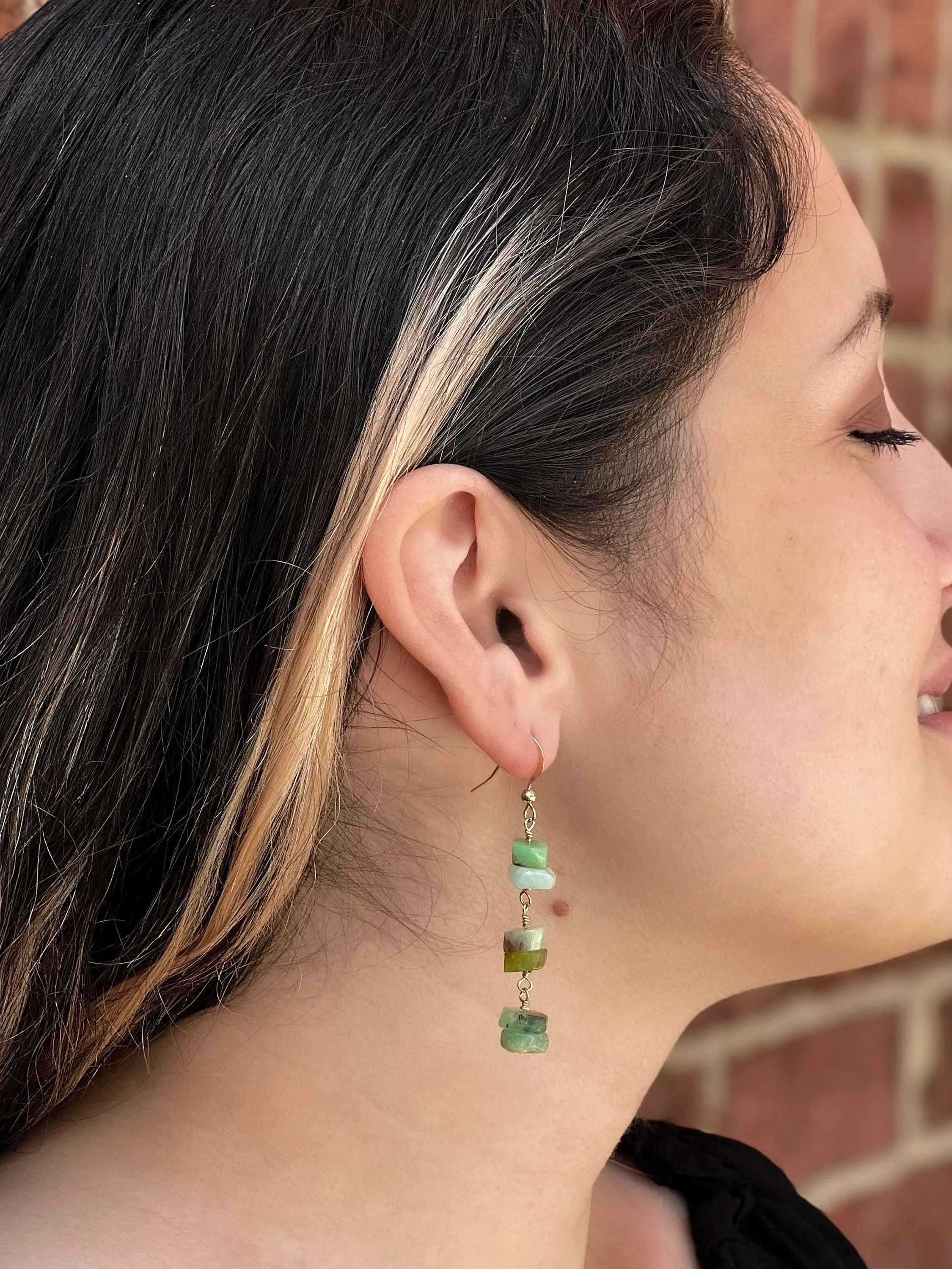 Chrysoprase Chip Earrings