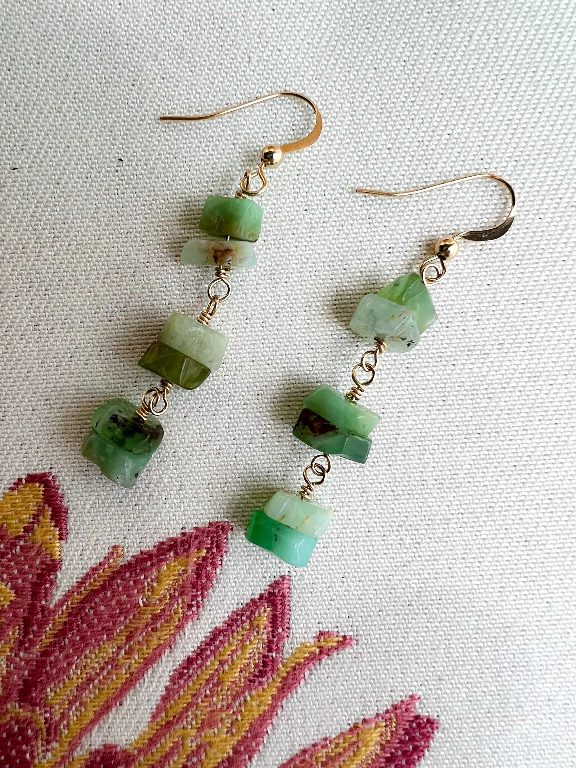 Chrysoprase Chip Earrings