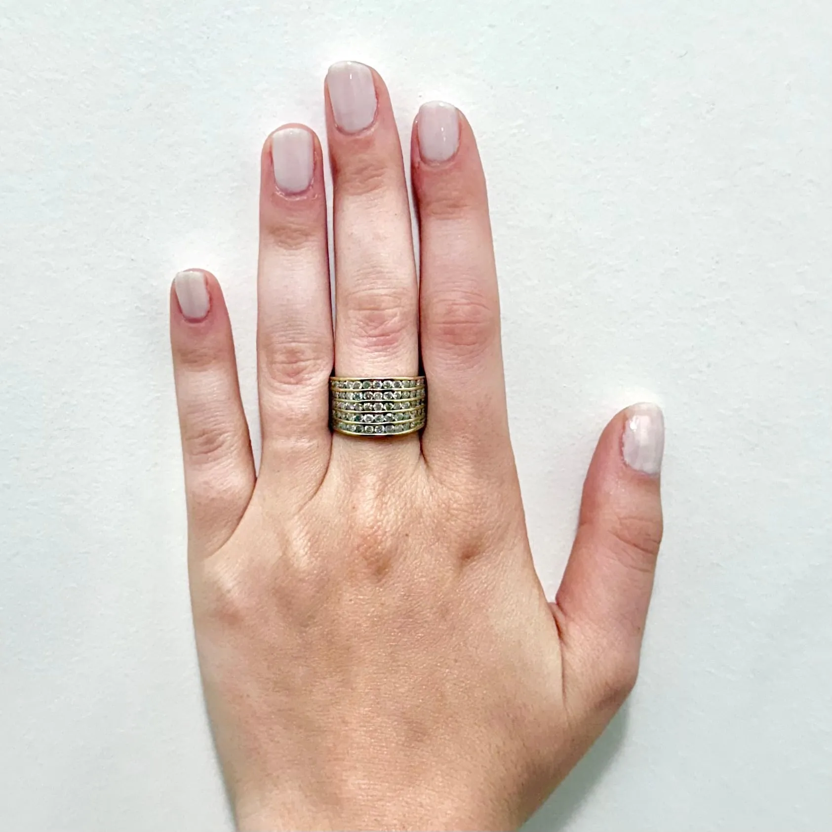 Chunky Vintage 10 Karat Yellow Gold 1.75 Carat Diamond Band Ring