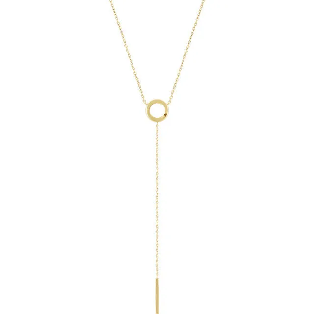 Circle & Bar Dainty Lariat Necklace