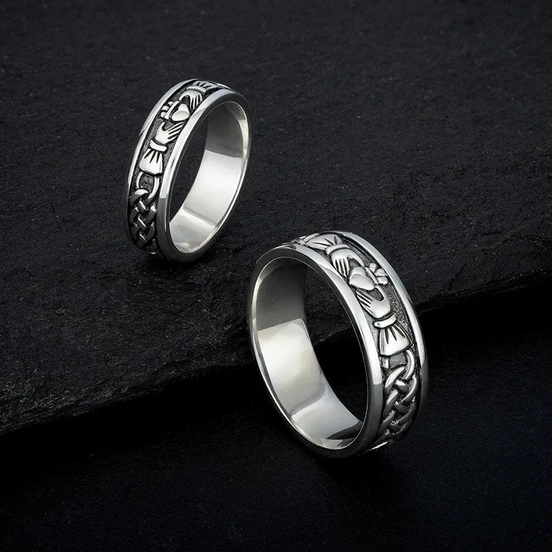 Claddagh Band Sterling Silver Ladies Ring