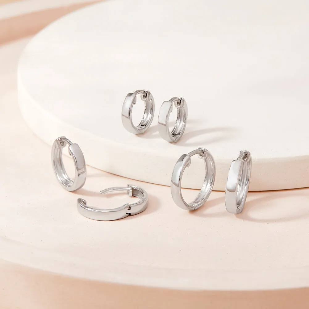 Classic 2mm Polished 7-11mm Baby / Toddler / Kids Earrings Hoop/Huggie - Sterling Silver