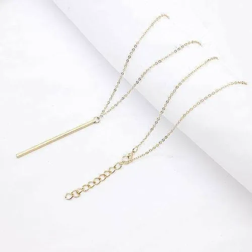 Classic Vertical Bar Pendant Necklace - 27.5" Length, Zinc Alloy Material
