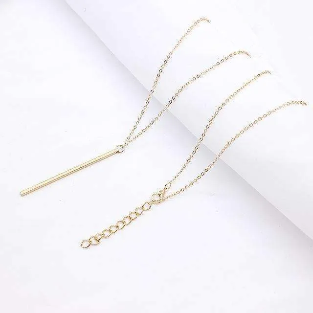 Classic Vertical Bar Pendant Necklace - 27.5" Length, Zinc Alloy Material