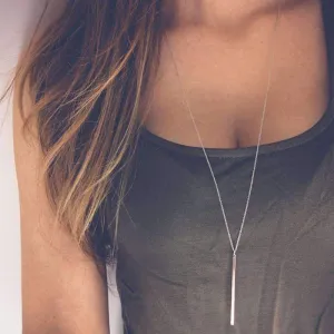 Classic Vertical Bar Pendant Necklace - 27.5" Length, Zinc Alloy Material