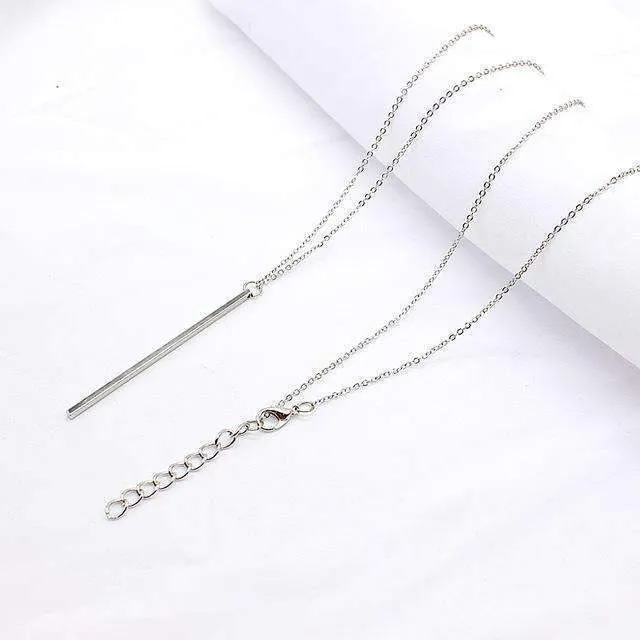 Classic Vertical Bar Pendant Necklace - 27.5" Length, Zinc Alloy Material